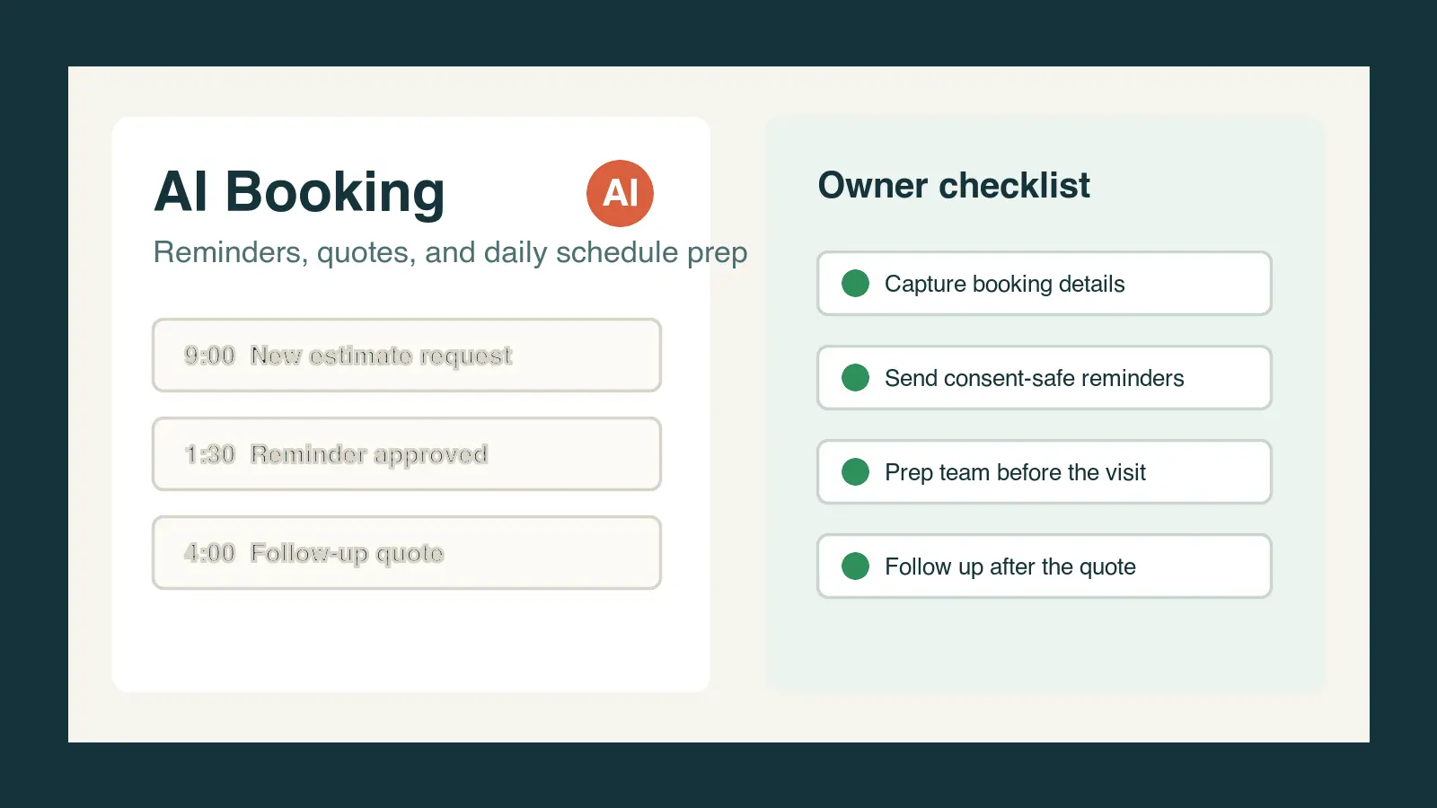 AI appointment booking reminder workflow for small business owners managers and local service teams