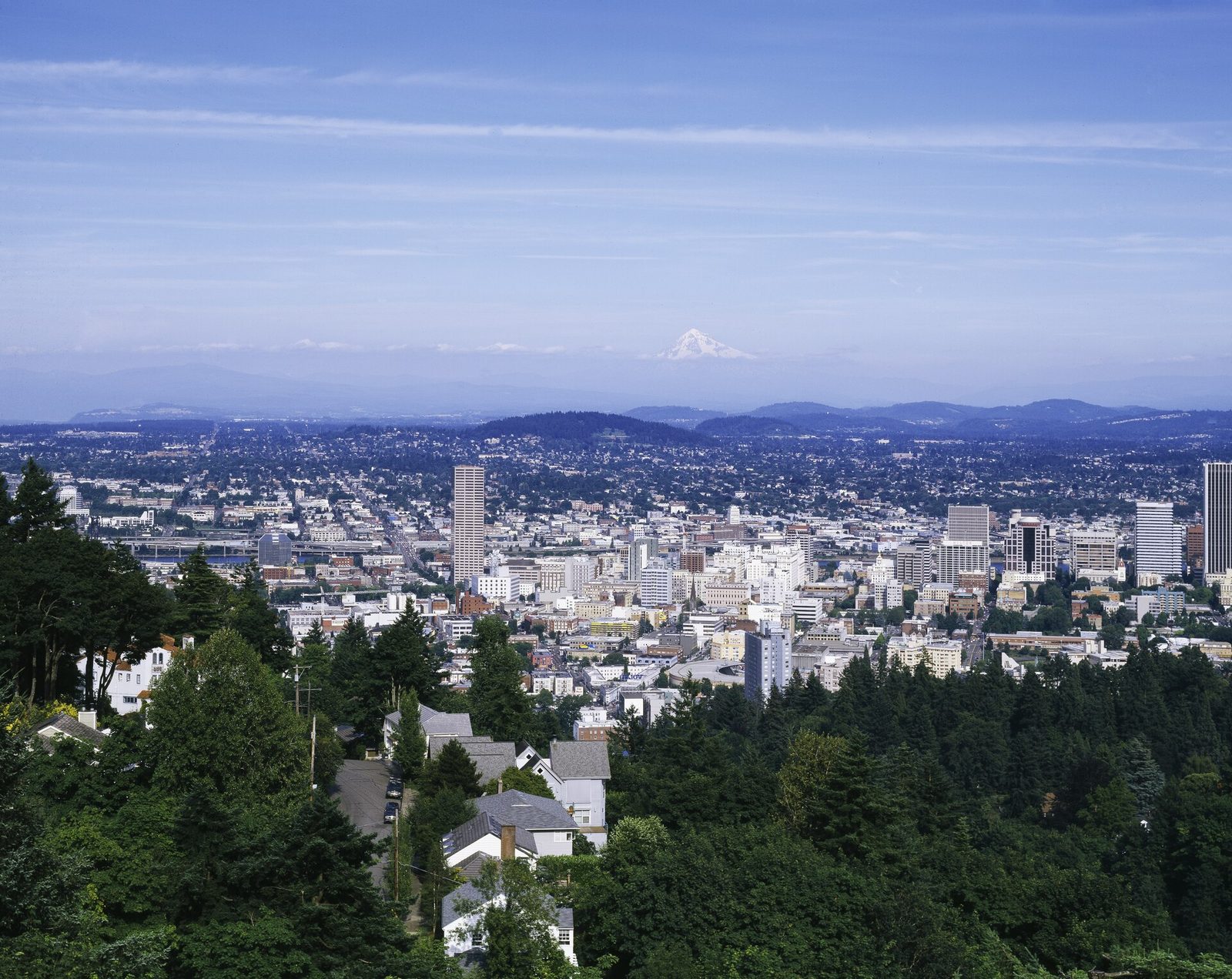 Winning With AI live seminar in Portland, OR with a view of the city skyline and Mount Hood in the distance