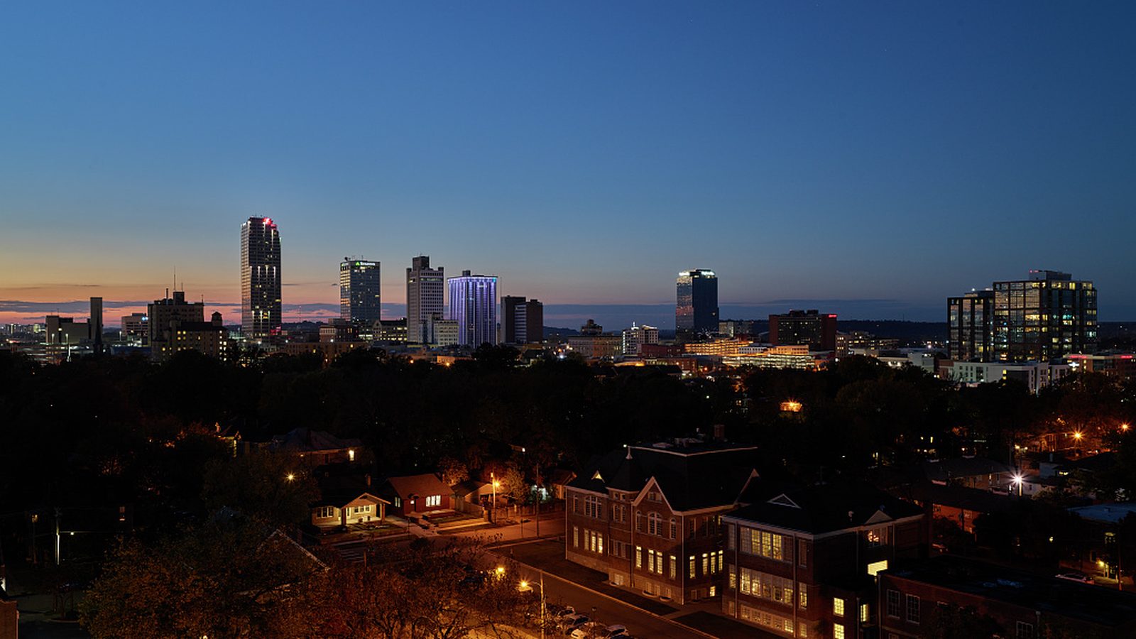 Dusk shot of the Little Rock skyline, Arkansas