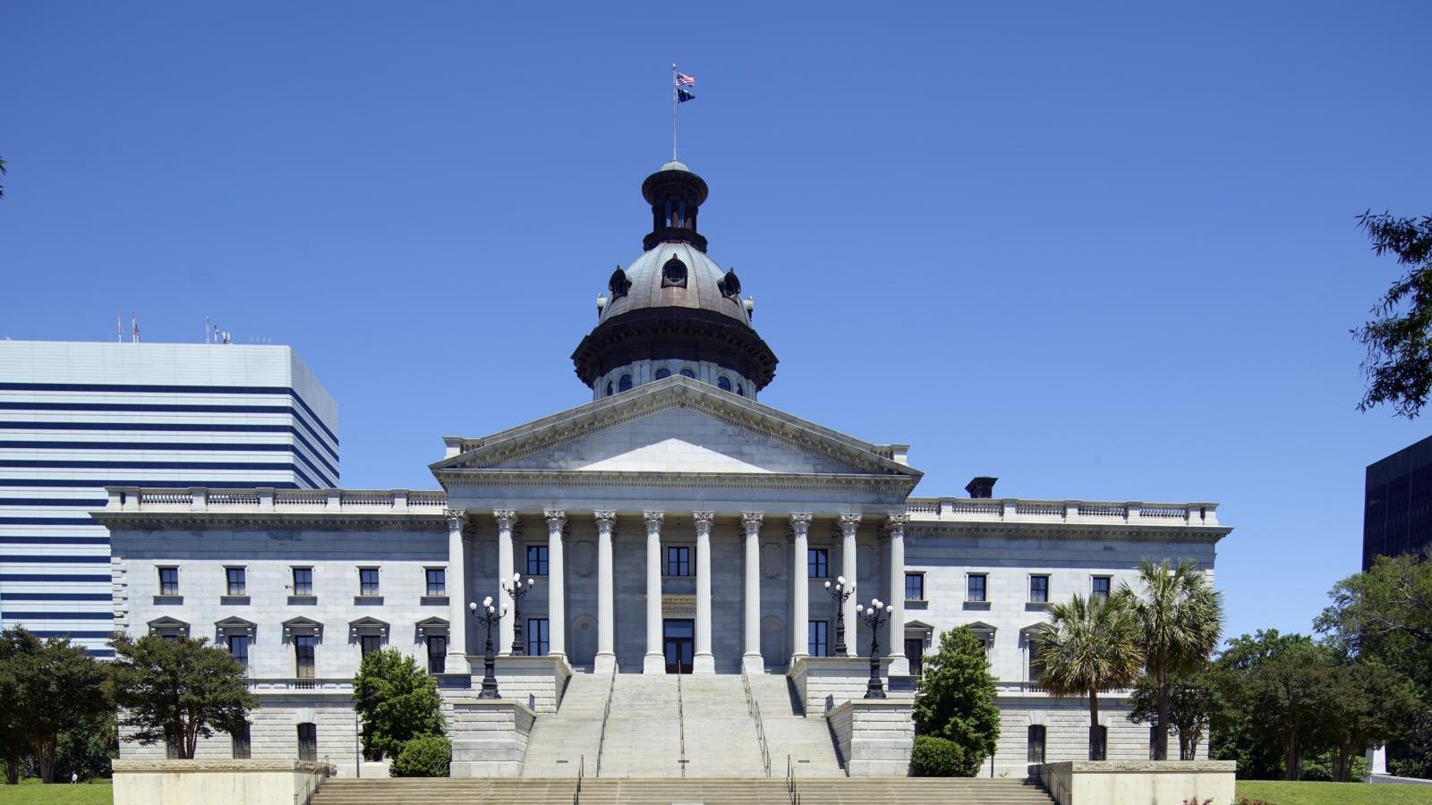 The South Carolina capitol, or state house as it is known locally, in Columbia