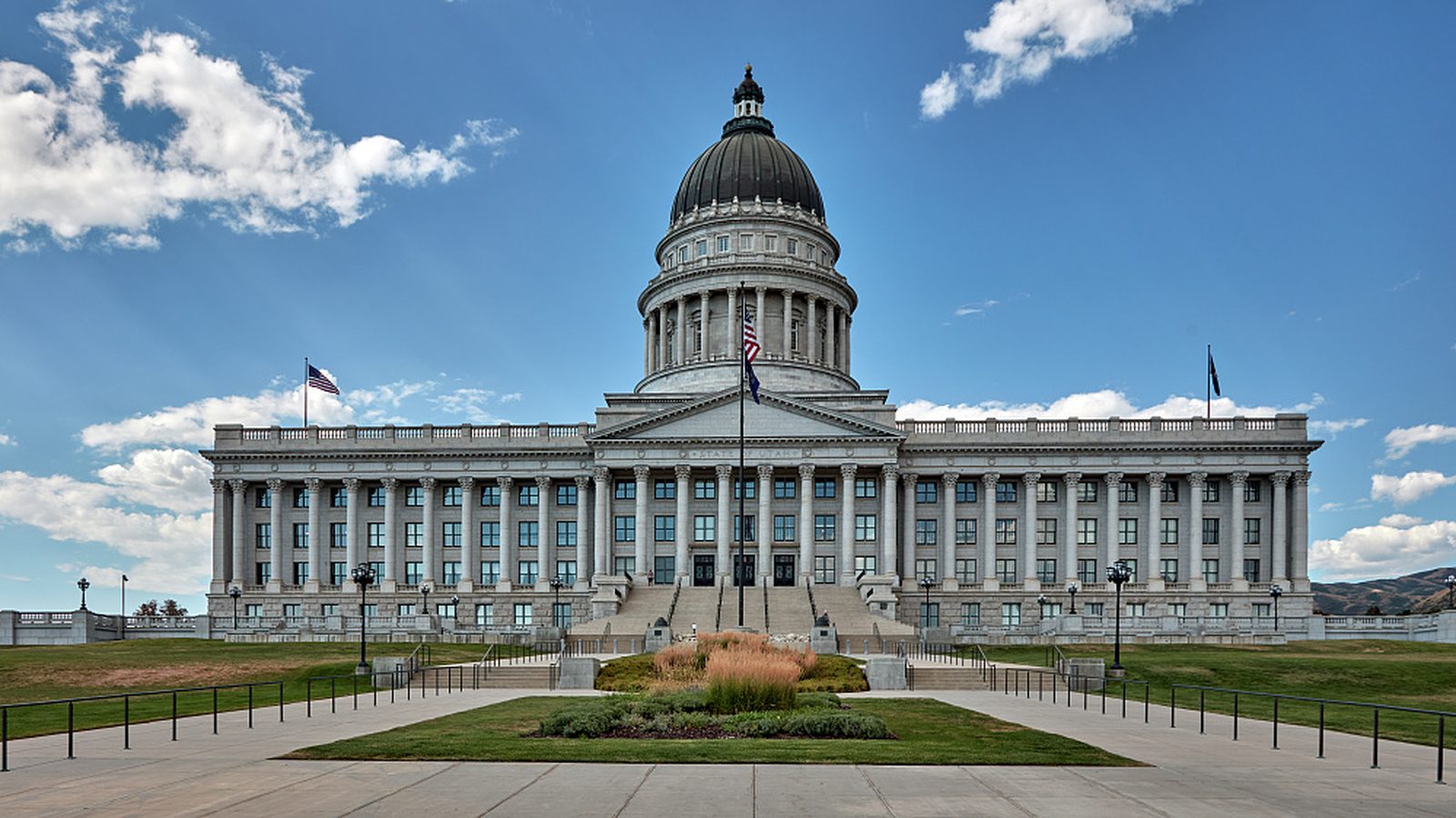The Utah State Capitol, which stands on a high hill in Salt Lake City